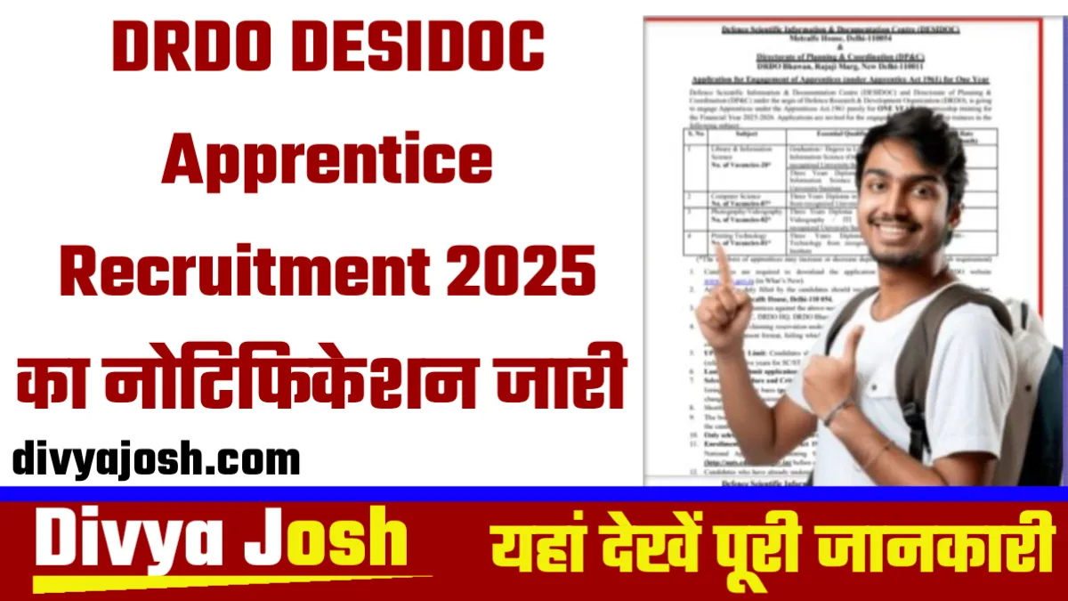 DRDO DESIDOC Apprentice Recruitment 2025